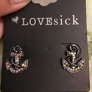 🆕 Anchor Rhinestone Earrings NWT Rockabilly
